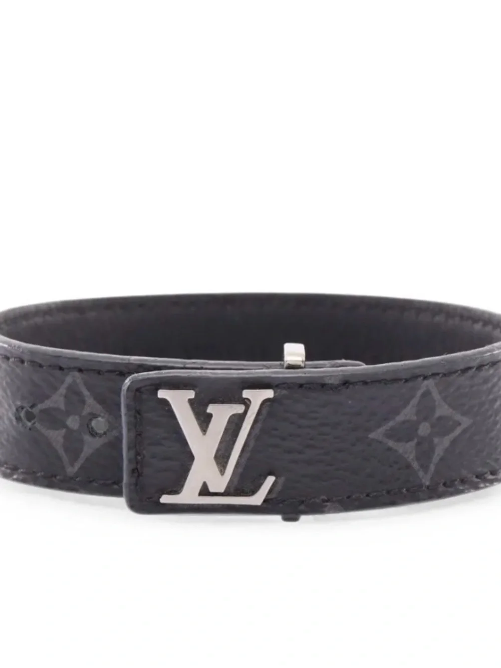 Louis Vuitton Black Monogram Cuff Link with Silver LV Emblem